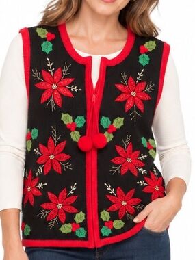 Inspire by One Step Up Christmas Poinsettia Embellished Ugly Christmas Sweater